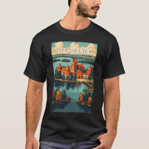 T-shirt Lithuanie Illustration Voyage Art Vintage