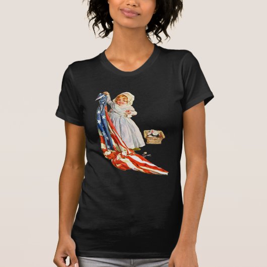T-shirt Little Betsy Ross et le drapeau américain (Devant)