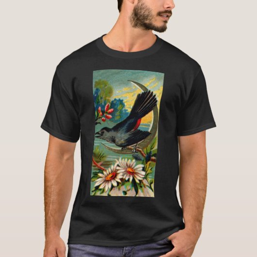 T-shirt Little Bird & Tree Branch w Flowers 2 Fine Illgrer (Devant)