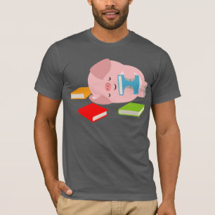 T-shirt Little Book Lover (mignon cochon de dessin