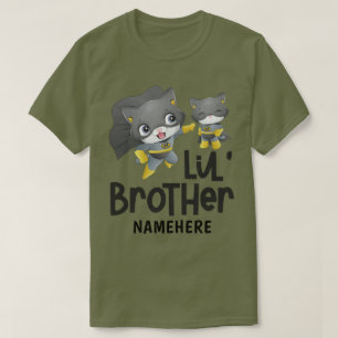 T-shirt Little Brother Superhero Chat Nom personnalisé