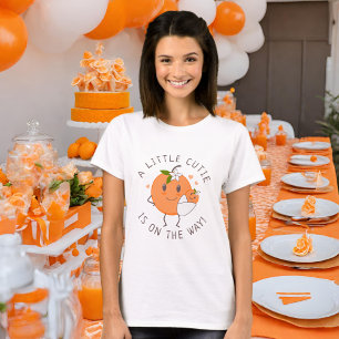 T-shirt Little Cutie En route   Baby shower orange migre