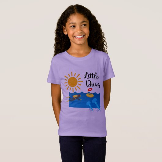 T-Shirt Little Diver avec Jelly Fish - Girls' Fine Jersey (Devant entier)