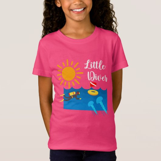 T-Shirt Little Diver avec Jelly Fish - Girls' Fine Jersey (Devant)