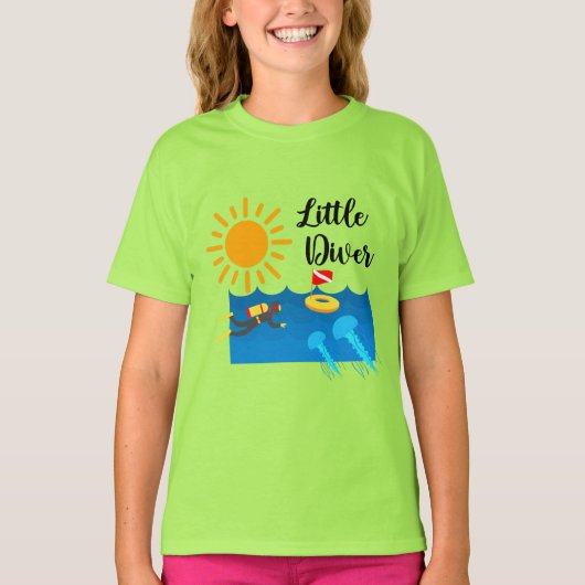 T-shirt Little Diver with Jelly Fish - Girls' Basic T-Shir (Devant)