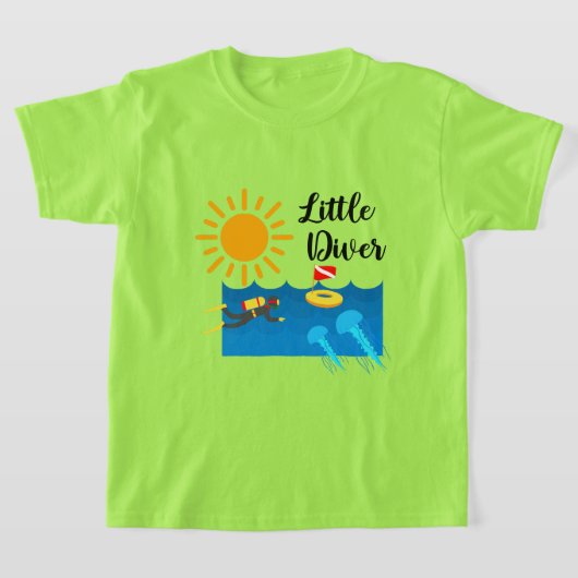 T-shirt Little Diver with Jelly Fish - Girls' Basic T-Shir (Poser)