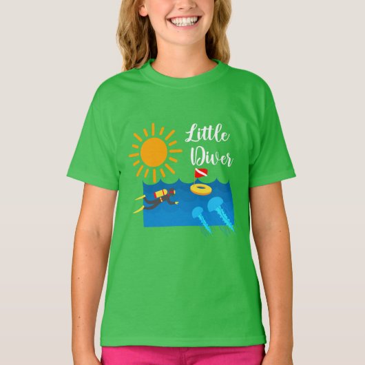 T-shirt Little Diver with Jelly Fish - Girls' Basic T-Shir (Devant)