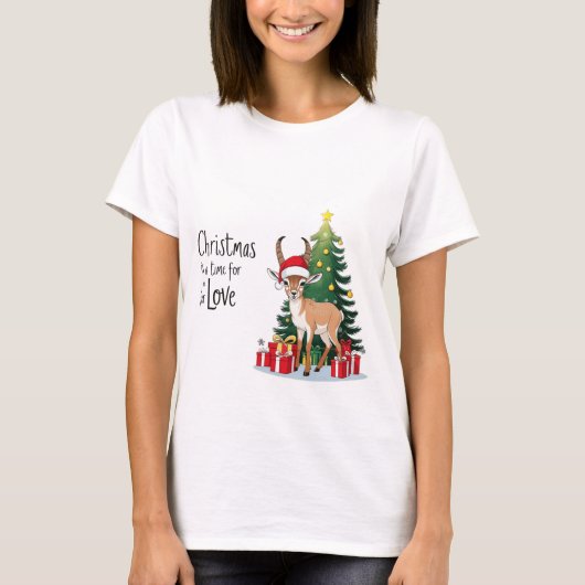 T-shirt Little Ibex porte Père Noël avec 'Noël (Devant)