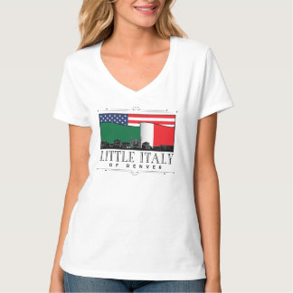 T-shirt Little Italy Classic Logo Denver WHITE V Neck