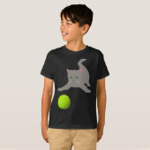 T-shirt Little Kitten Jouant Avec Un Chat À Balle De Tenni (Devant entier)