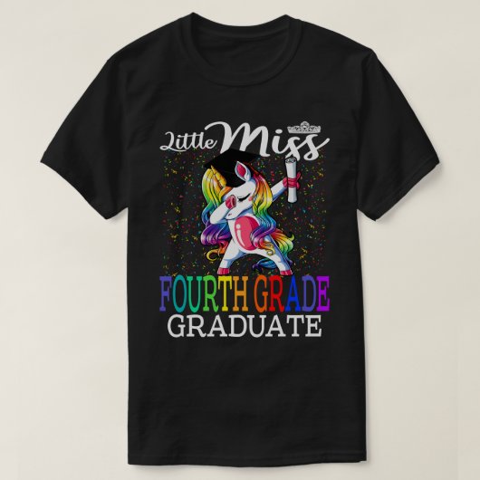 T-shirt Little Miss 4e année Diplômée Unicorn (Design devant)