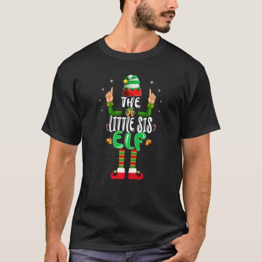 T-shirt Little Sister Elf Matching Family Group Christmas  (Devant)
