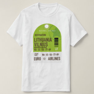 T-shirt Lituanie billet de voyage en avion Vilnius
