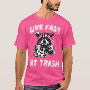 T-shirt Live Fast Eat Trash Funny Raccoon Camping Vintage