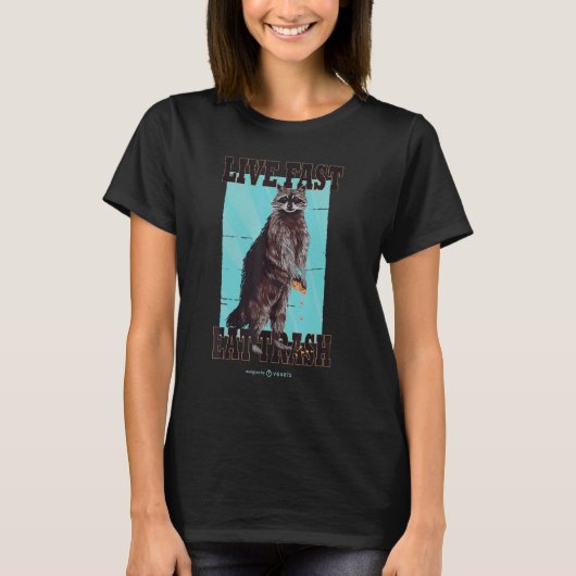 T-shirt Live fast eat trash hilarious quote Raccoon animal (Devant)