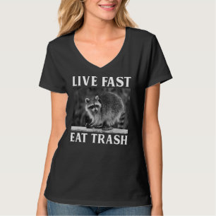 T-shirt Live Fast Eat Trash Raccoon Camping Vintage