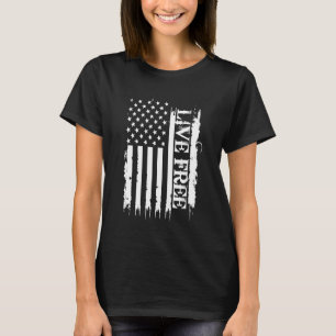 T-shirt Live Free Etats-Unis déprimés avec le drapeau amér
