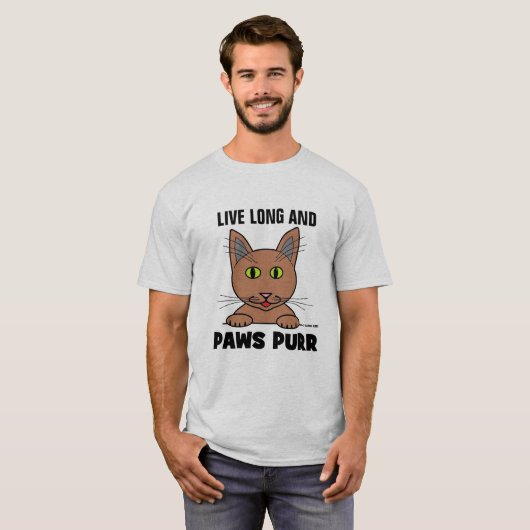 T-shirt Live Long and PAWS PURY Funny Cat Pun T Shirt (Devant entier)