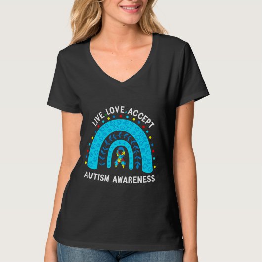 T-shirt Live Love Accepter Sensibilisation sur l'autisme M (Devant)