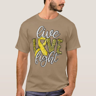 T-shirt Live Love Combattre Gold Ribbon Cancer de l'enfanc