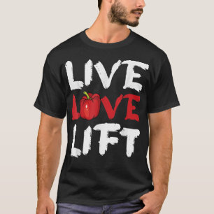 T-shirt Live Love Lift Vegan Vegetarian Gym Workout Poids