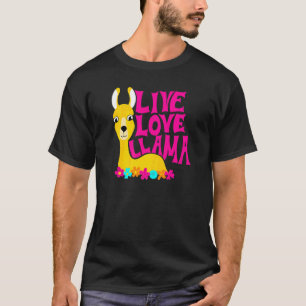 T-shirt Live Love Llama Flower Power Animal Graphisme