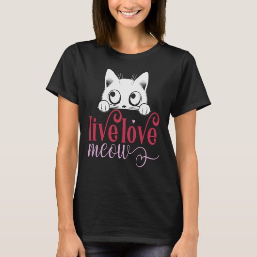 T-shirt Live Love Meow, Amant Kitten Funny (Devant)