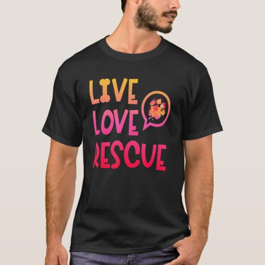 T-shirt Live Love Secourt Aquarelle Chien Paw Animal Shelt (Devant)