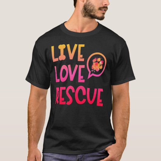 T-shirt Live Love Secourt Aquarelle Chien Paw Animal Shelt (Devant)