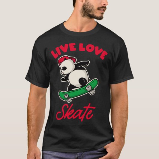 T-shirt live love skate skate skate ours drôle skateboard (Devant)