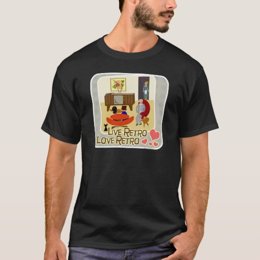 T-shirt Live Retro Love Retro Slogan (Devant)