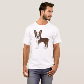 T-shirt Liver Brown Boston Terrier Dessin de dessin de chi (Devant entier)
