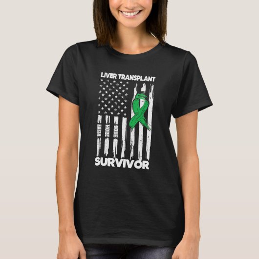 T-shirt Liver Transplant Surgery US Flag Liver Transplant (Devant)