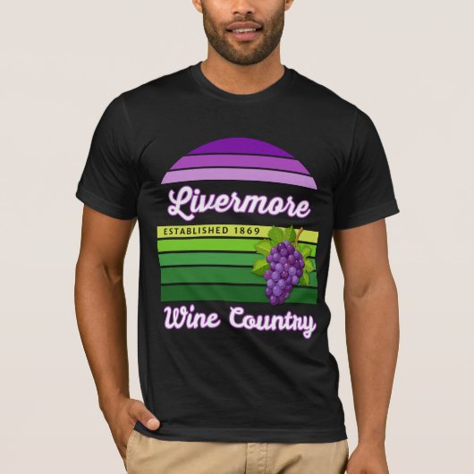 T-shirt Livermore Wine Country Purple Green Stripes Grapes (Devant)
