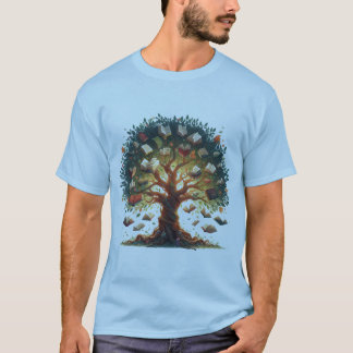 T-shirt livre arbre bleu clair