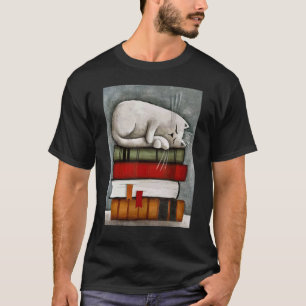 T-shirt Livre Bookworm Librarian Cat On Books