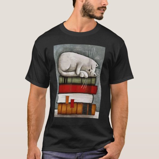 T-shirt Livre Bookworm Librarian Cat On Books (Devant)