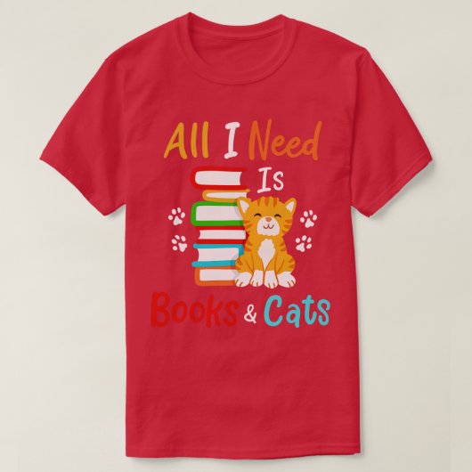 T-shirt Livre Chat Books and Cats (Design devant)