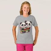 T-shirt livre de lecture de deux mignons ours (Devant entier)