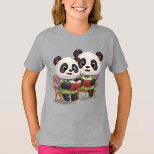 T-shirt livre de lecture de deux mignons ours