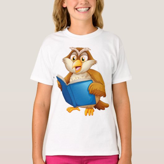 T-shirt Livre de lecture de la chouette sage (Devant)