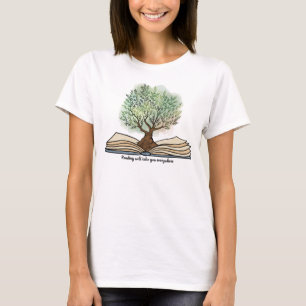 T-shirt Livre de lecture fleurir arbre personnalisé
