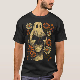 T-shirt Livre de lecture Ghost Halloween Floral Library Éf