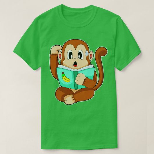 T-shirt Livre de lecture singe (Design devant)