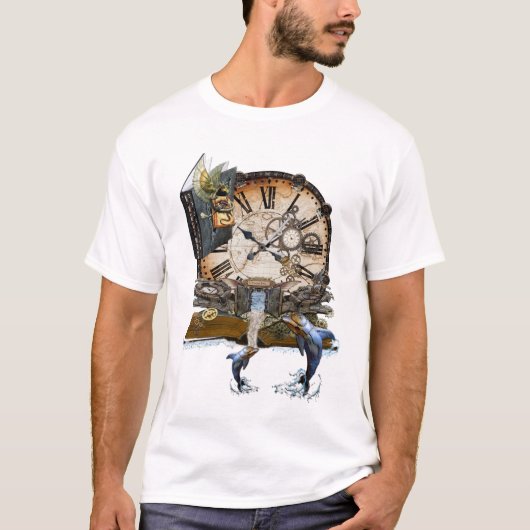 T-shirt Livre d'histoire du dragon de Steampunk (Devant)
