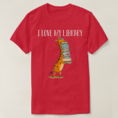 T-shirt Livre drôle Lecture Giraffe I Love My Library (Design devant)