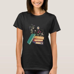 T-shirt Livre Fleur Lecture Bibliothécaire Livre Mignon Po