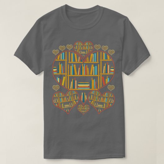 T-shirt Livre Lover Library Littérature Bookworm Coeurs Li (Design devant)