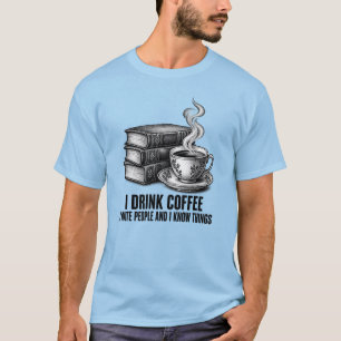T-shirt Livres & Café Gravure Vintage