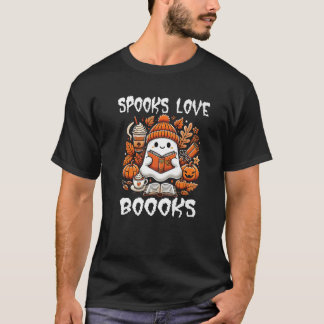 T-shirt Livres d'amour Cute Ghost Lecture Livre Hallow